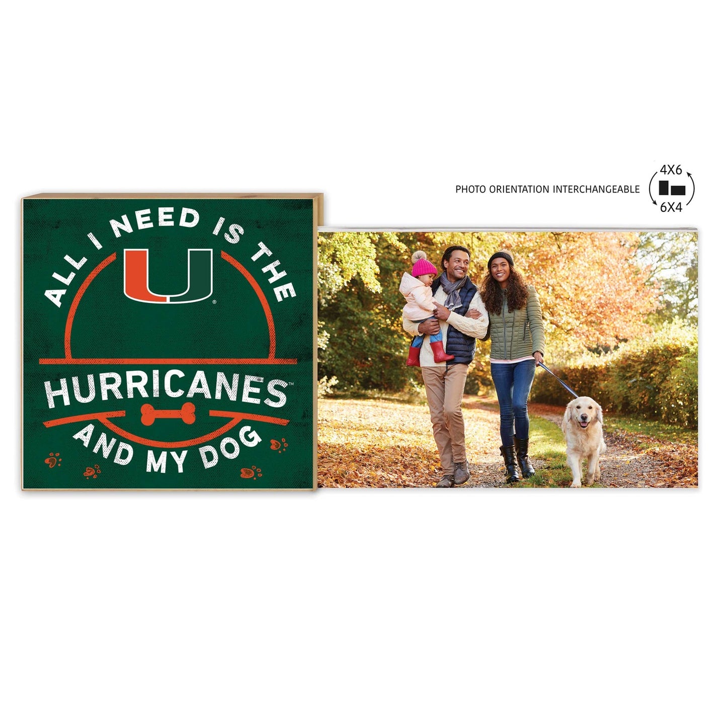KH Sports Fan Inc. University of Miami All I Need is The Hurricanes and My Dog 4x6‚ Äù Picture Frame