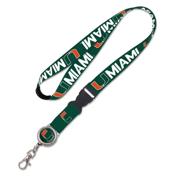 WinCraft Miami Hurricanes Green UMiami Badge Reel Lanyard