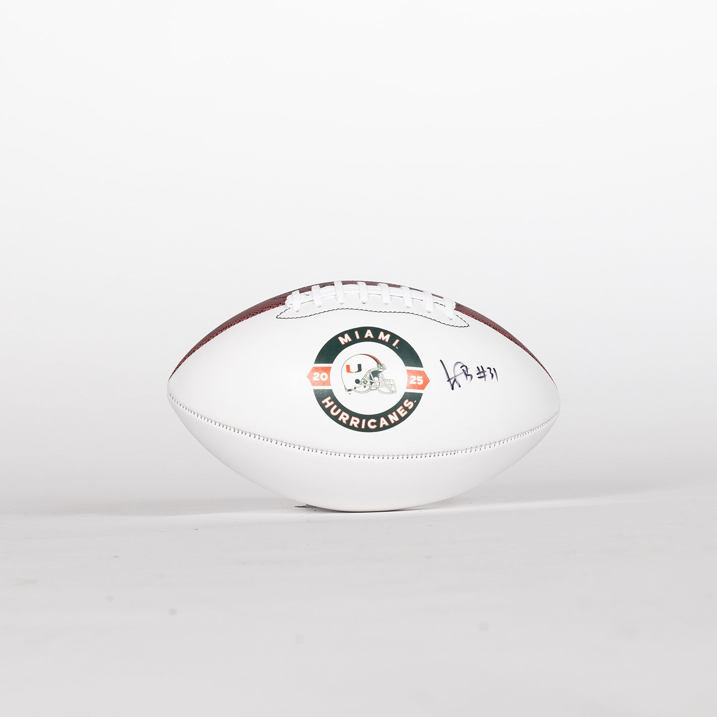 Baden Sports Miami Hurricanes Student Athlete #31 Wesley Bissainthe Autographed White Full Size Football