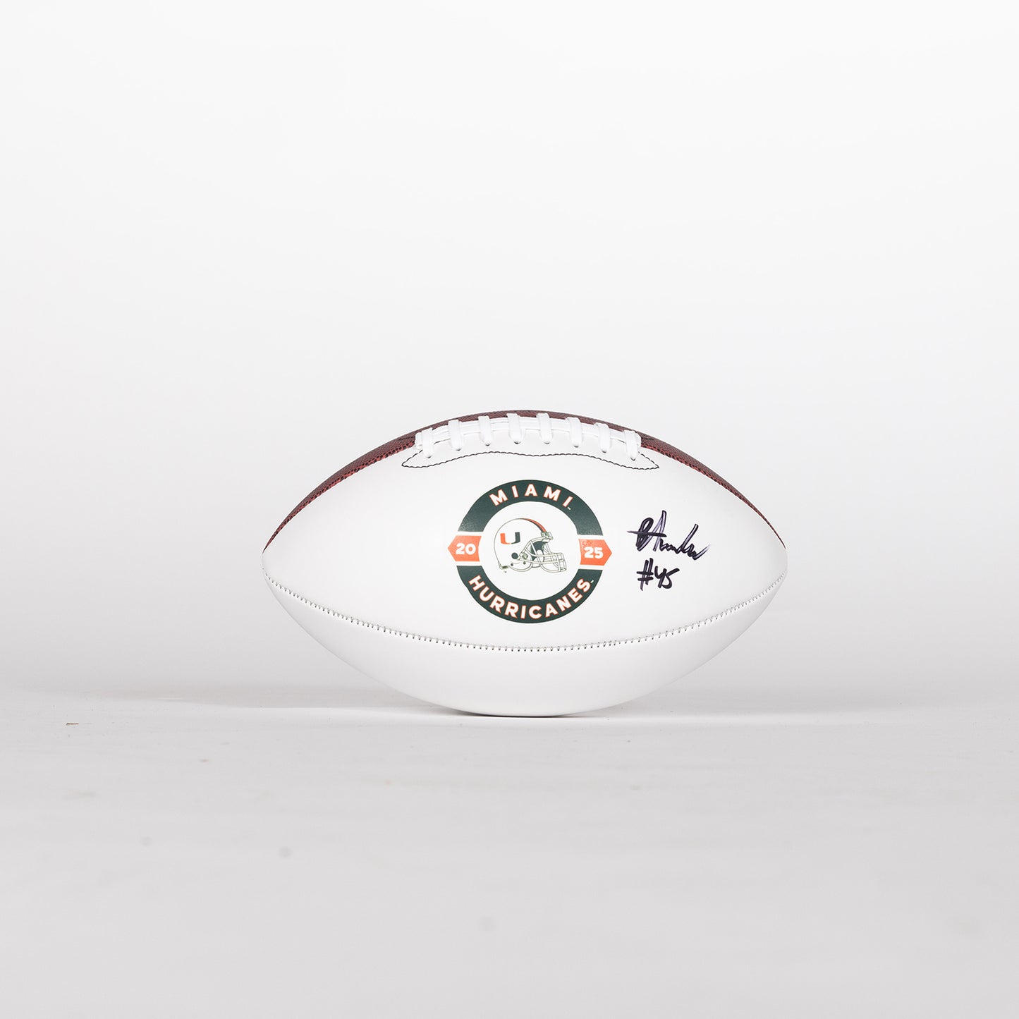 Baden Sports Miami Hurricanes Student Athlete #45 Hubert Auburn Autographed White Full Size Football