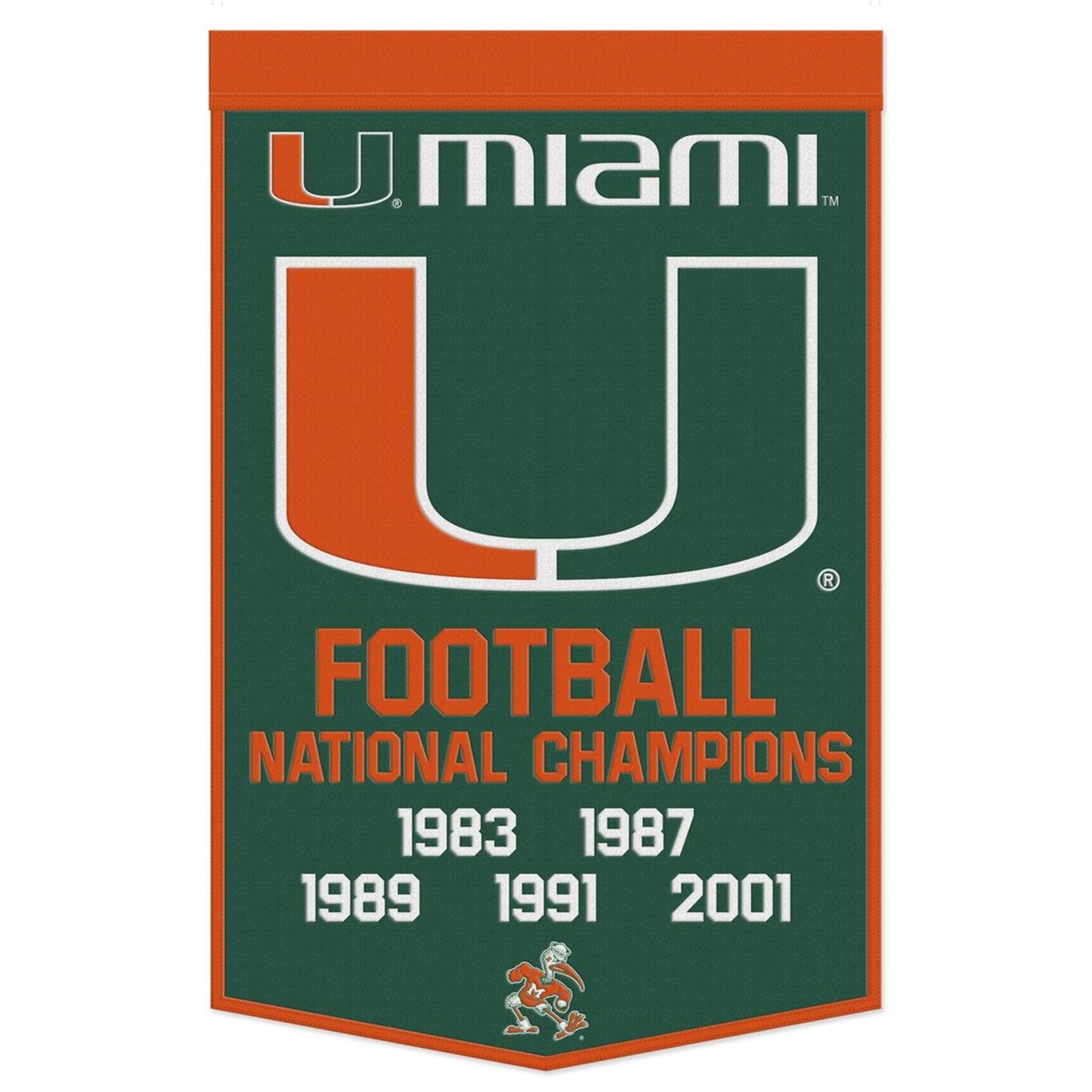 WinCraft Miami Hurricanes 24" X 38" Green Wool Banner
