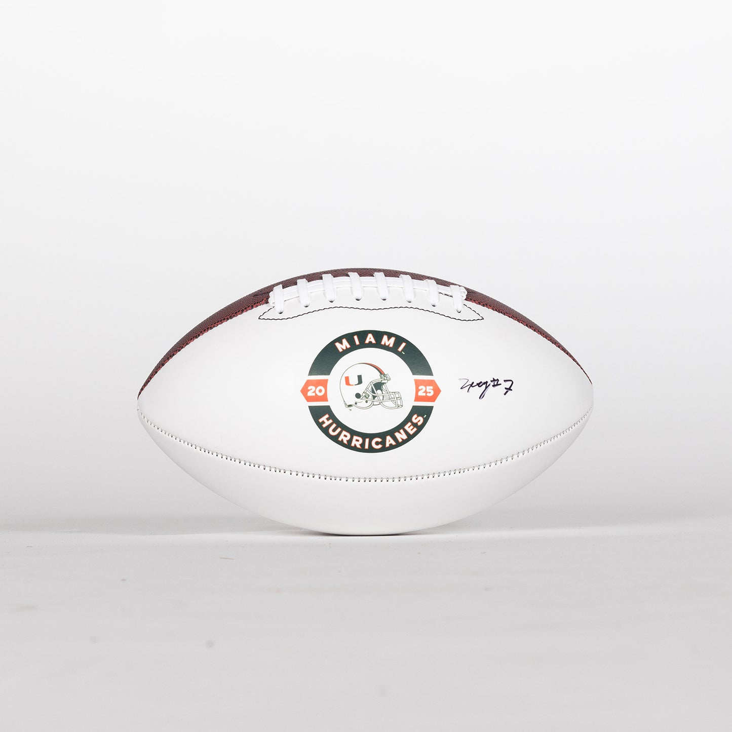 Baden Sports Miami Hurricanes Student Athlete #7 Zechariah Poyser Autographed White Full Size Football