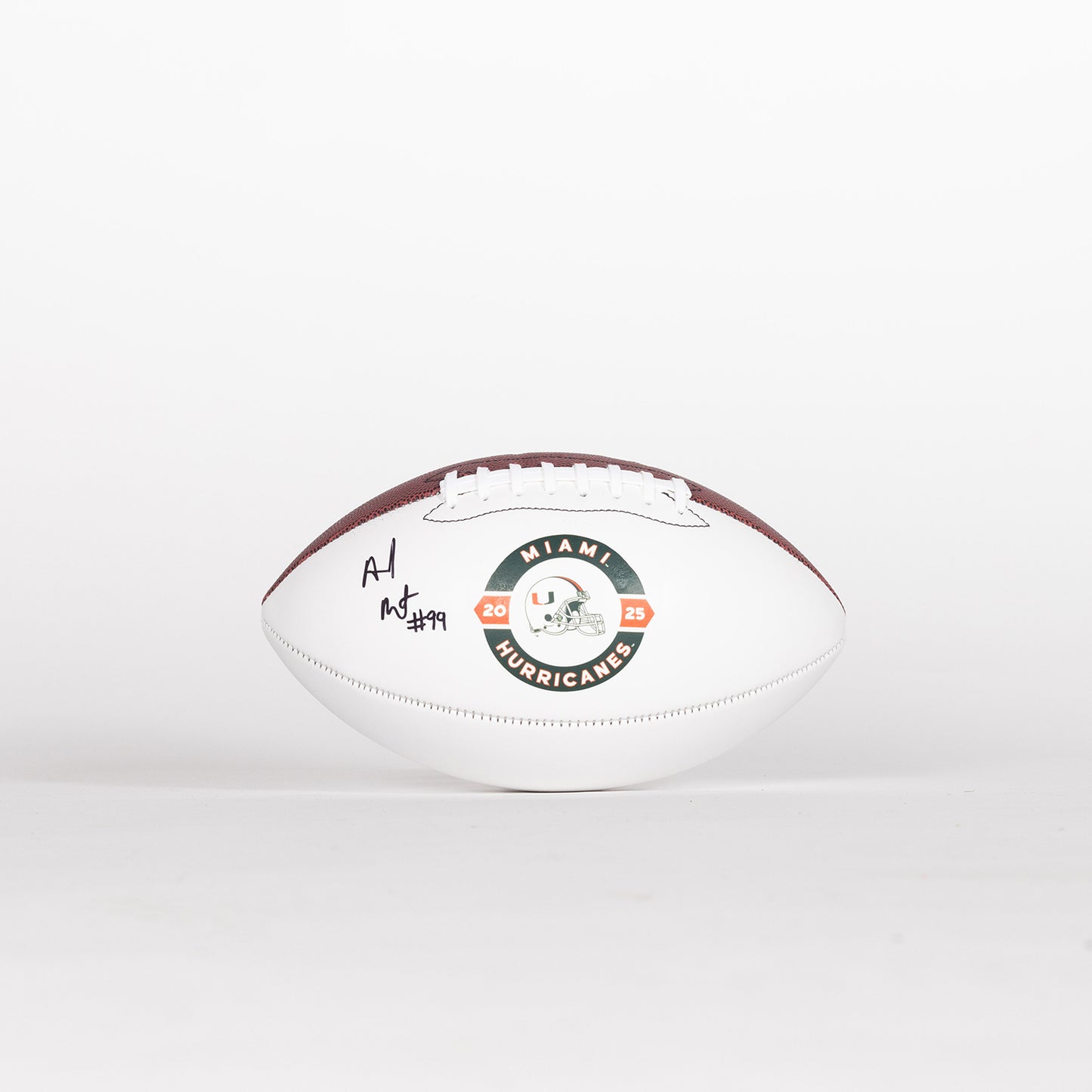 Baden Sports Miami Hurricanes Student Athlete #99 Ahmad Moten Autographed White Full Size Football