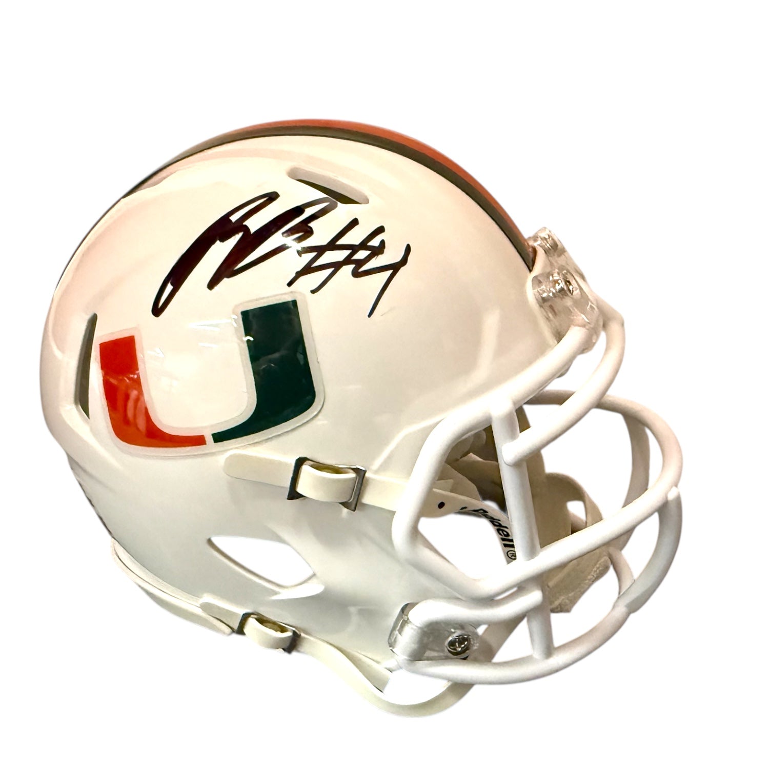 Riddell Miami Hurricanes Student Athlete #4 Rueben Bain, Jr. White Mini Football Helmet Riddell Miami Hurricanes Student Athlete #4 Rueben Bain, Jr. White Mini Football Helmet