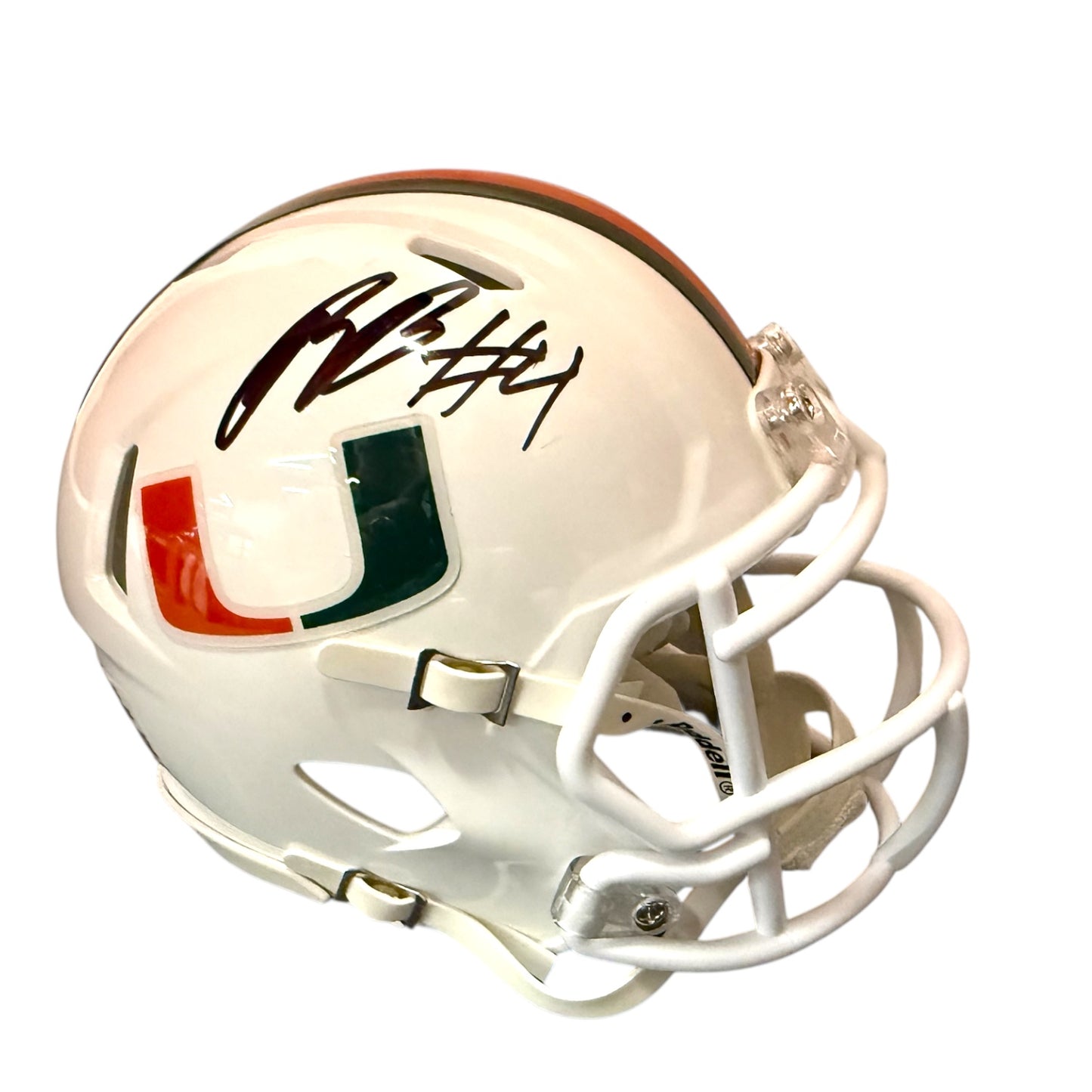 Riddell Miami Hurricanes Student Athlete #4 Rueben Bain, Jr. White Mini Football Helmet