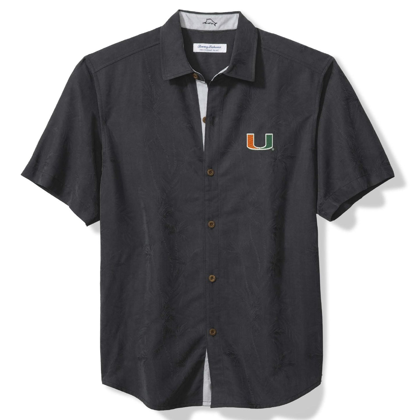 Tommy Bahama Miami Hurricanes Black Palm Tree Button-Down Shirt
