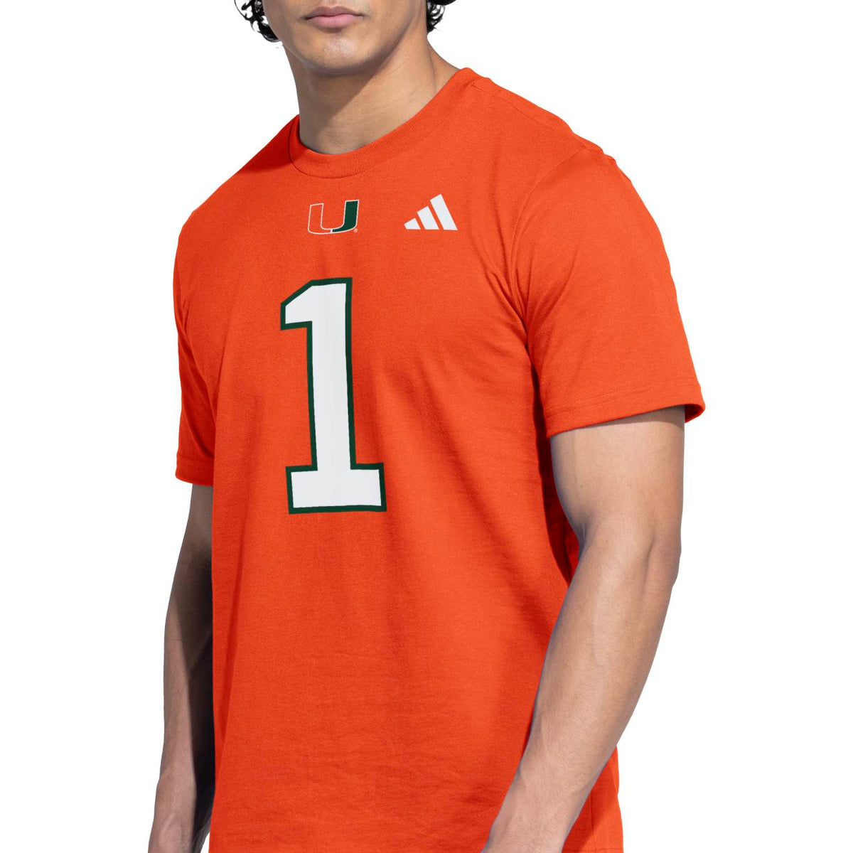 adidas Miami Hurricanes Orange Malachi Toney #1 T-Shirt