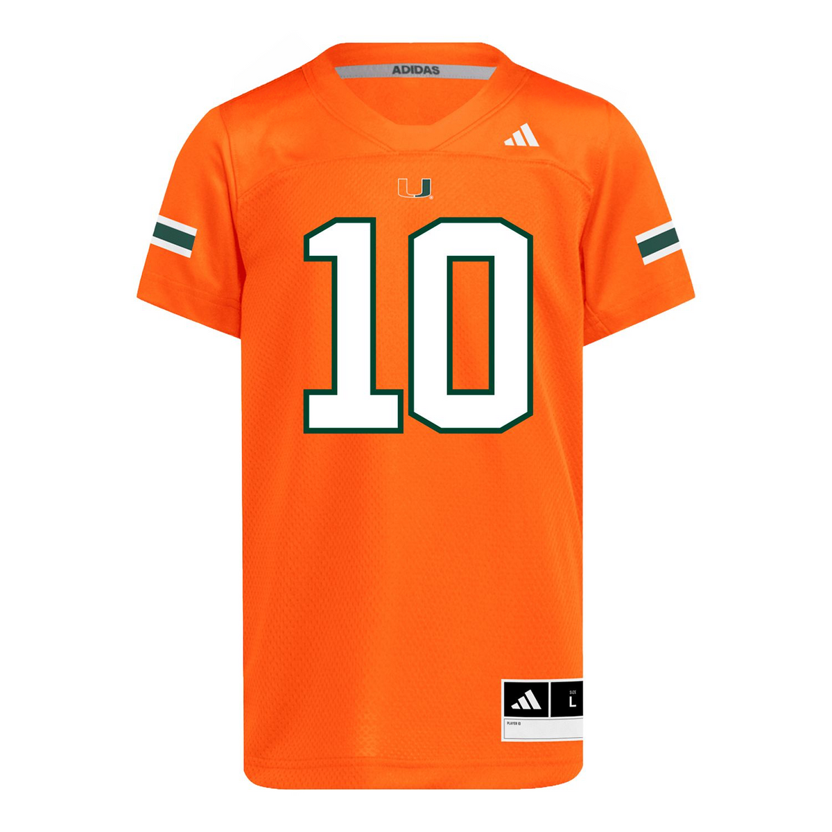 adidas Miami Hurricanes Youth #10 Darian Mensah Student Athlete Orange Football Jersey