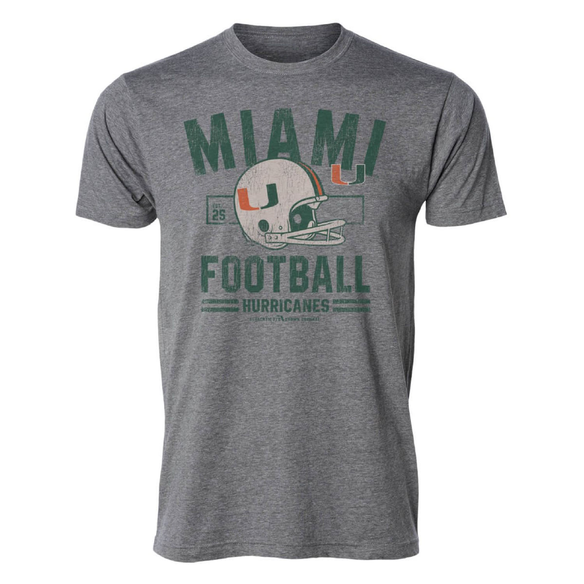 FloGrown Miami Hurricanes Grey Retro Football Helmet T-Shirt