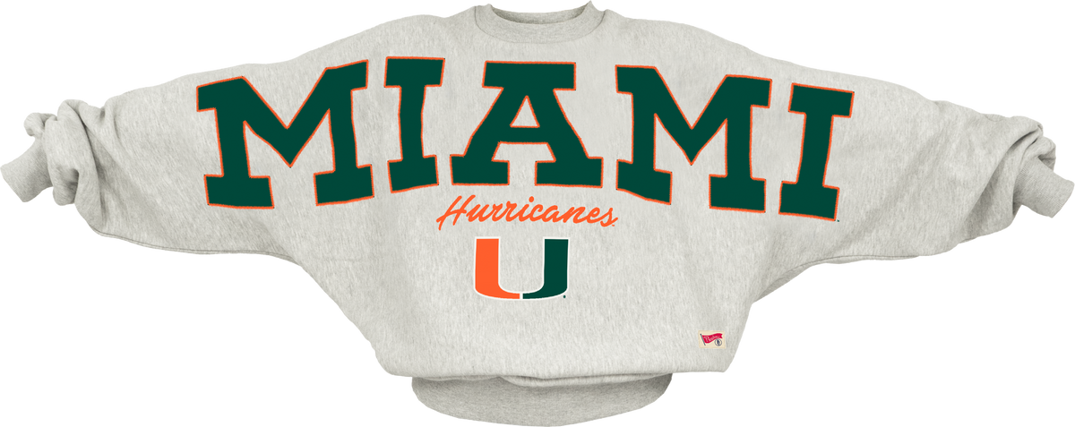 Pressbox Miami Hurricanes Women's Ash Flannigan Crew Sweatshirt