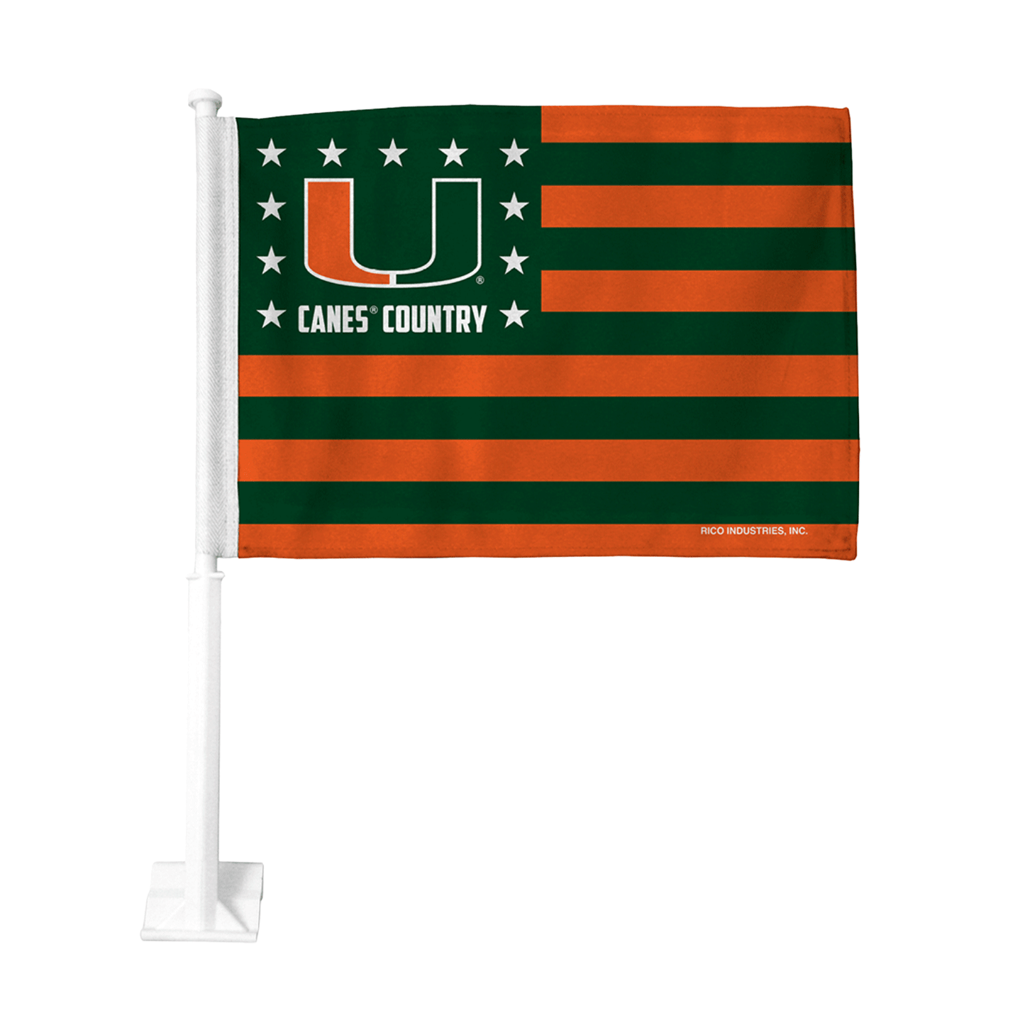 Rico Industries Miami Hurricanes Green Canes Country Car Flag