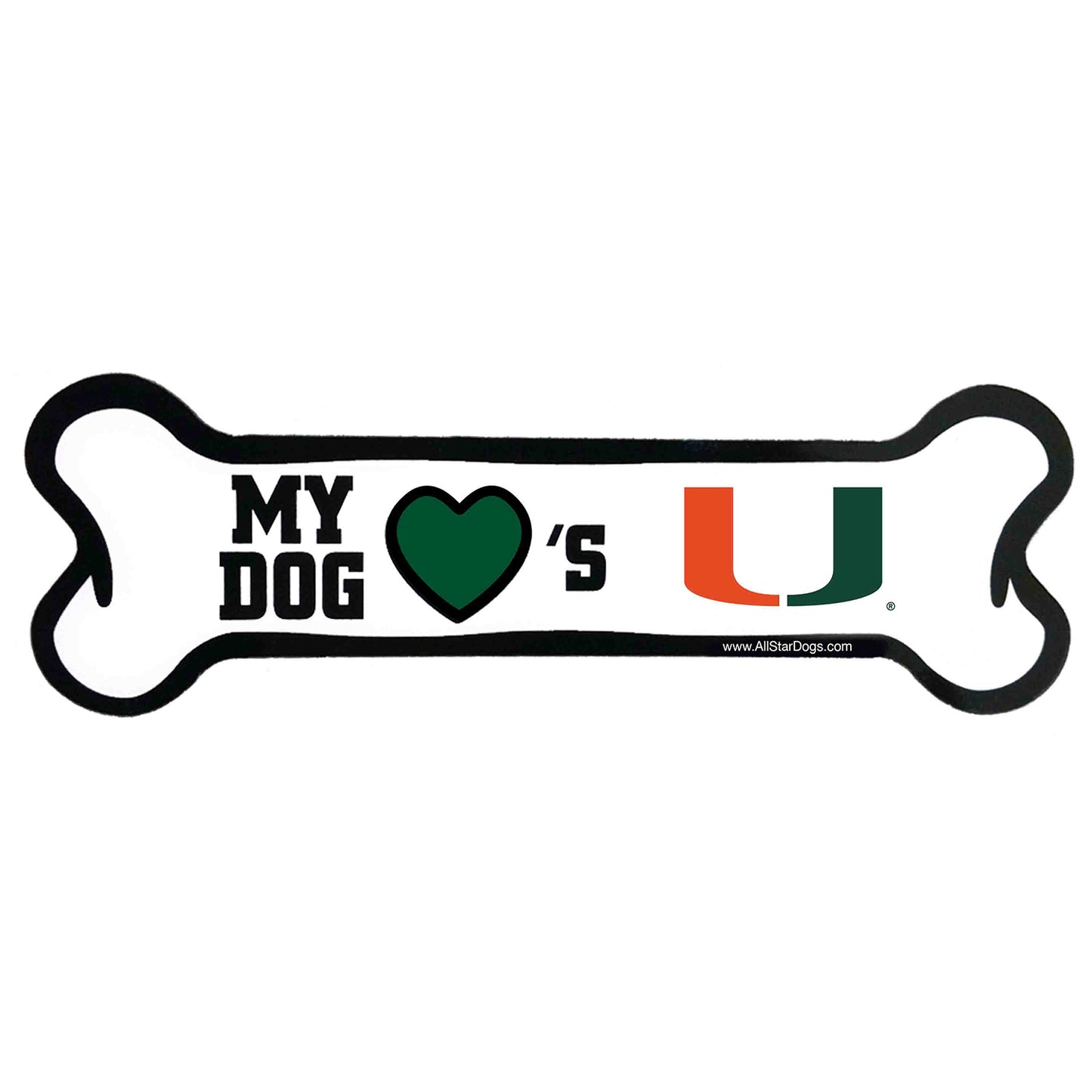 All Star Dogs Miami Hurricanes White Dog Bone Car Magnet
