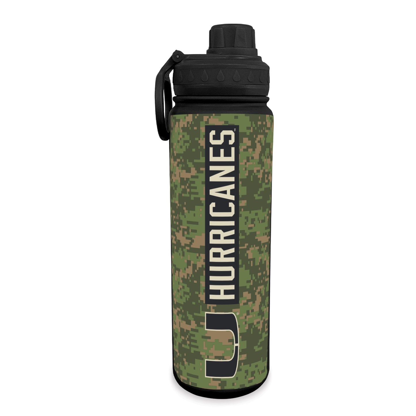 The Fanatic Group Miami Hurricanes Camo U Water Bottle