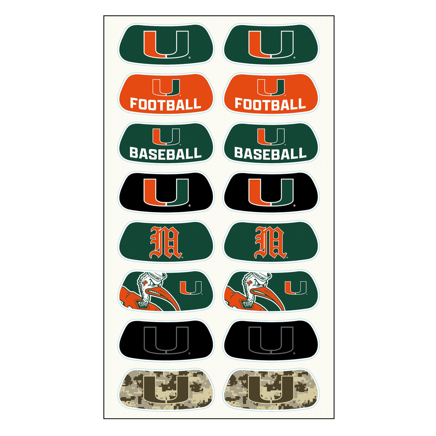 WinCraft Miami Hurricanes Eye Black Sheet