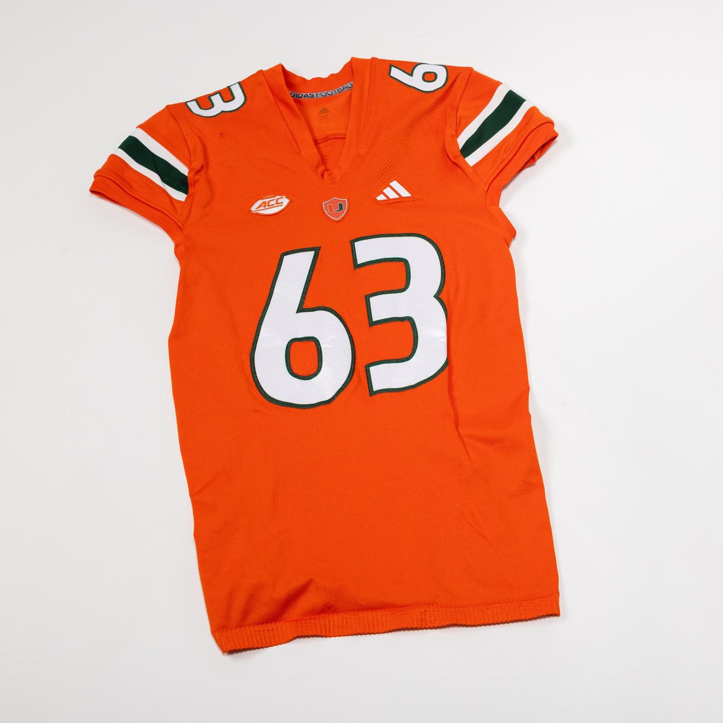 adidas Miami Hurricanes 2024 Student Athlete #63 Samson Okunlola Autographed Orange Game-Worn Football Jersey