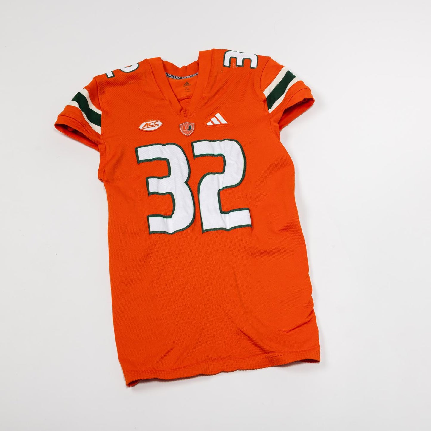 adidas Miami Hurricanes 2024 Student Athlete #32 Raul Aguirre Autographed Orange Game-Worn Football Jersey