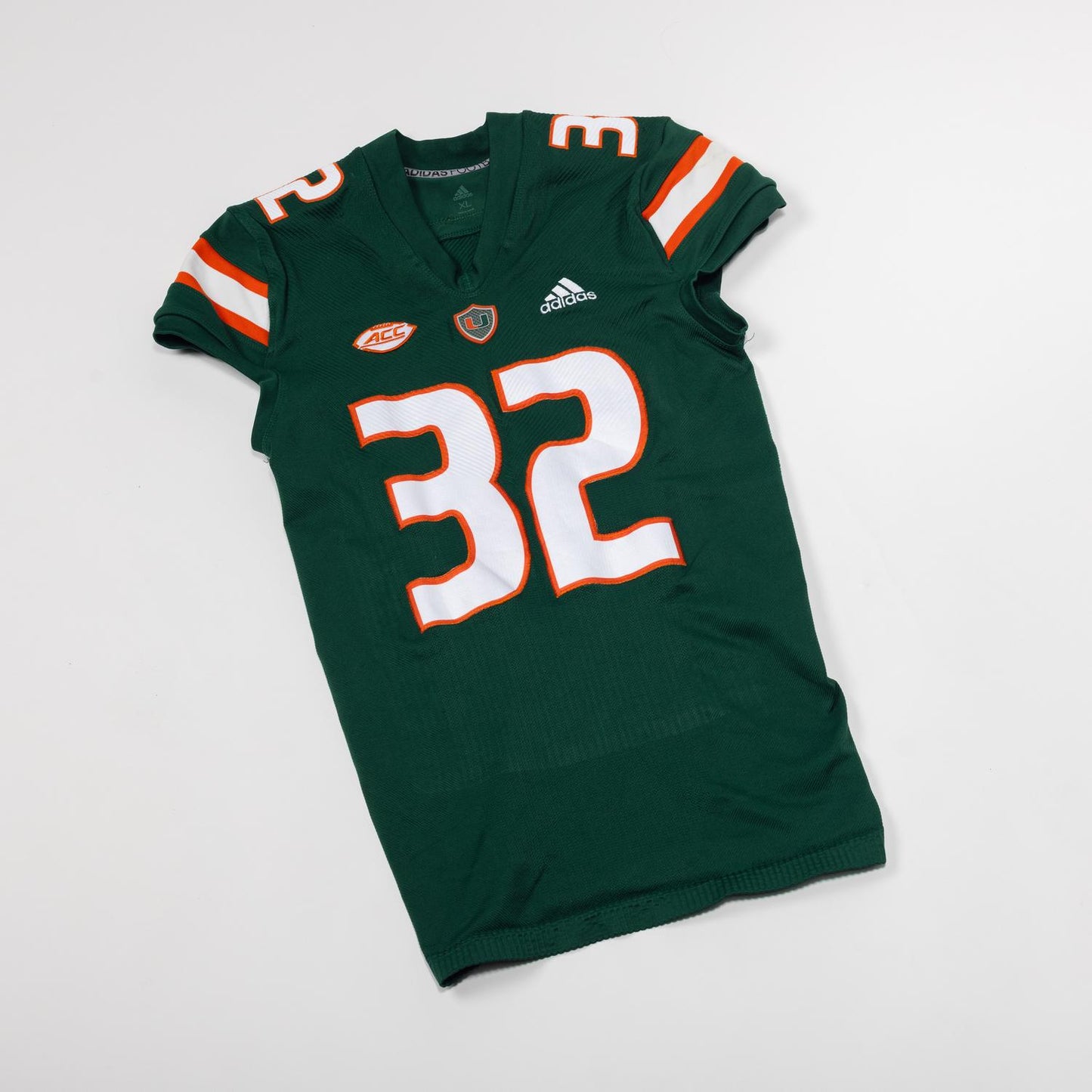 adidas Miami Hurricanes 2023 Student Athlete #32 Raul Aguirre Autographed Green Game-Worn Football Jersey