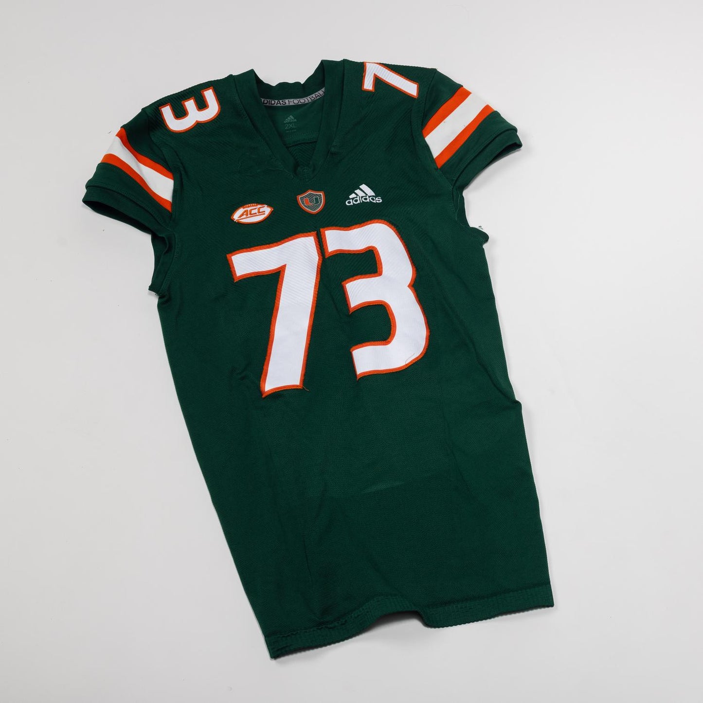 adidas Miami Hurricanes 2023 Student Athlete #73 Anez Cooper Autographed Green Game-Worn Football Jersey