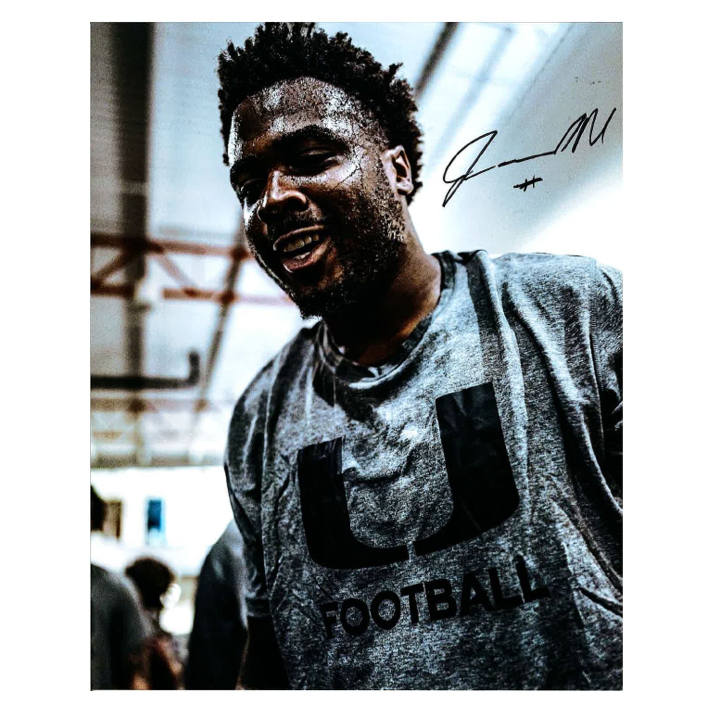 University of Miami Miami Hurricanes Student Athlete #71 Jamal Meriweather 8"X10" Workout Autographed Photo