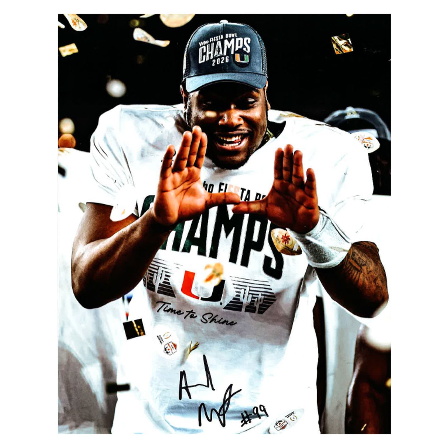 University of Miami Miami Hurricanes Student Athlete #99 Ahmad Moten 8"X10" 2026 VBRO Fiesta Bowl Champs Autographed Photo