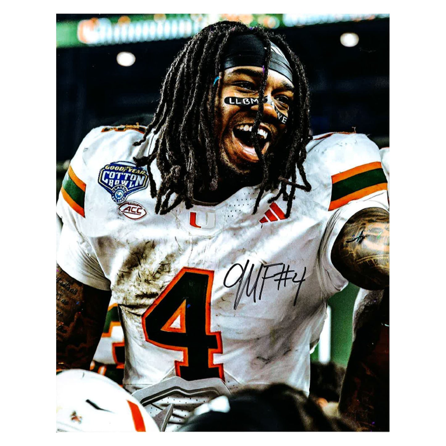 University of Miami Miami Hurricanes Student Athlete #4 Mark Fletcher Jr. 8"X10"2026 Cotton Bowl Champs Autographed Photo