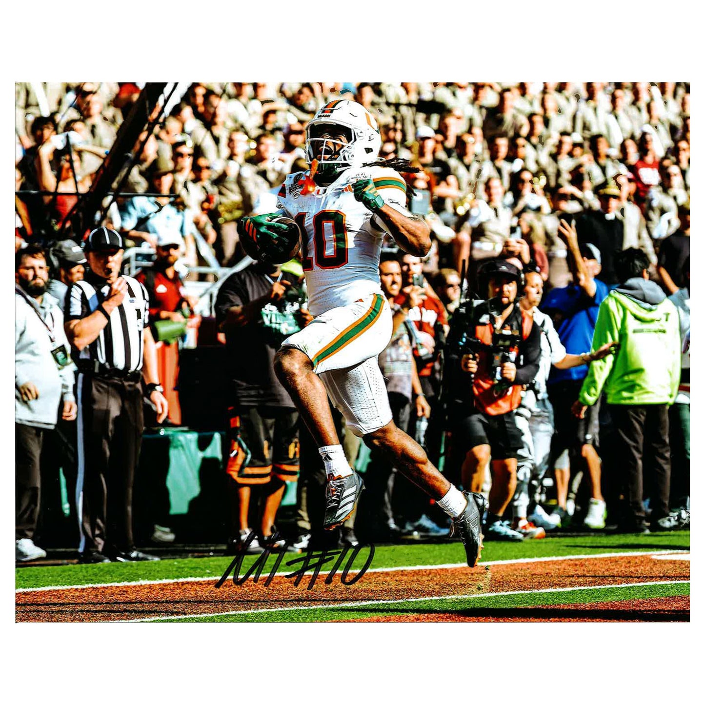 University of Miami Miami Hurricanes Student Athlete #10 Malachi Toney 8"X10" Texas A&M Winning Touchdown Autographed Photo