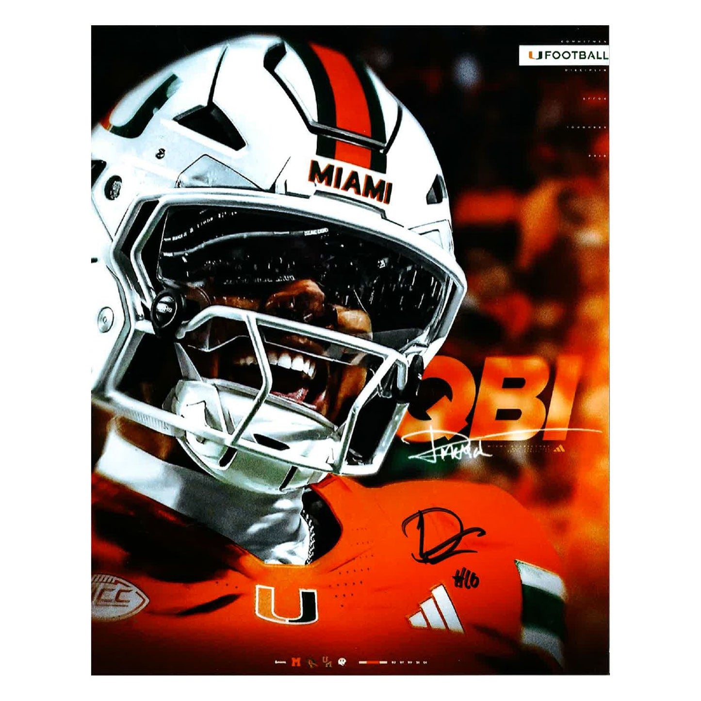 University of Miami Miami Hurricanes Student-Athlete #10 Darian Mensah 8" x 10" 2026 Headshot Autographed Photo