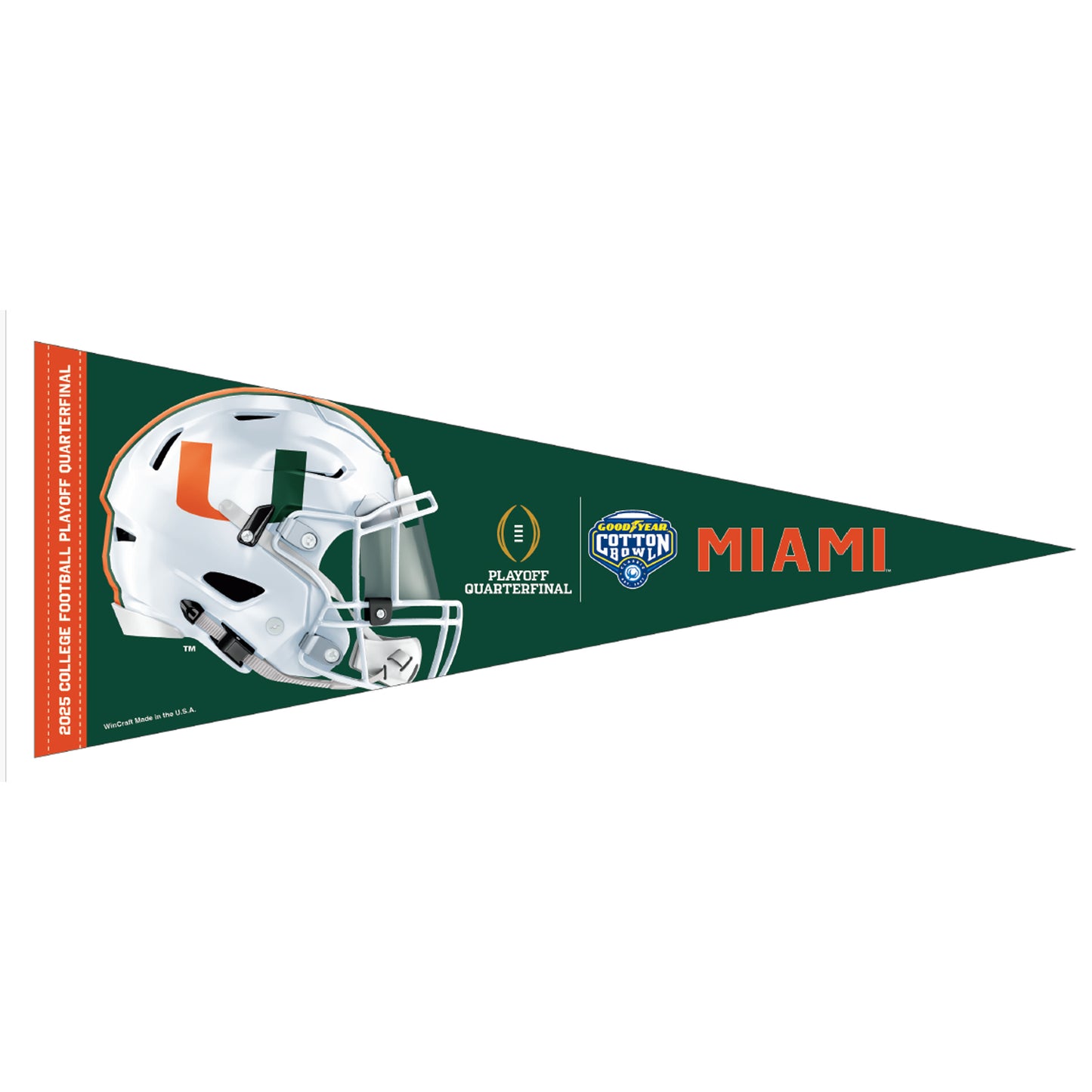 WinCraft Miami Hurricanes 2025 College Football Playoff Cotton Bowl Miami Pennant