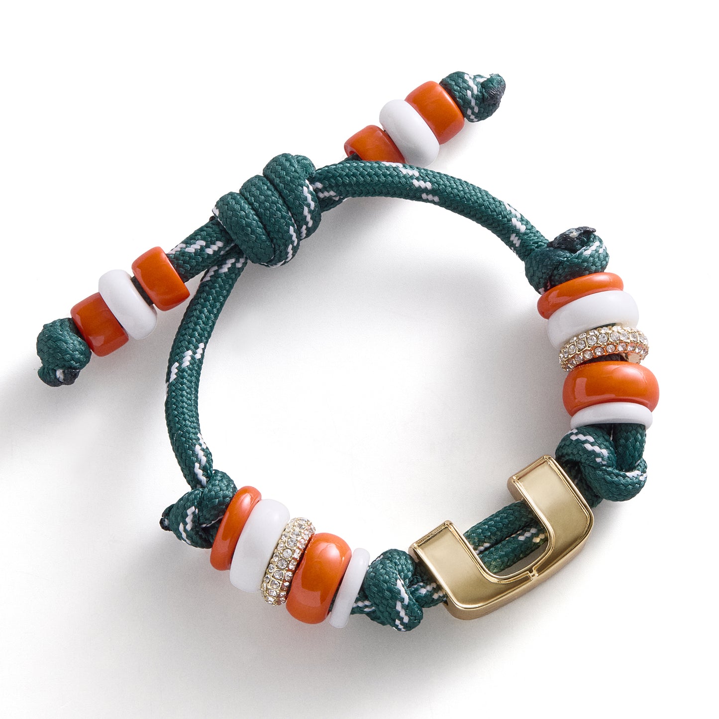 BaubleBar Miami Hurricanes Orange and Green Paracord Logo Bracelet