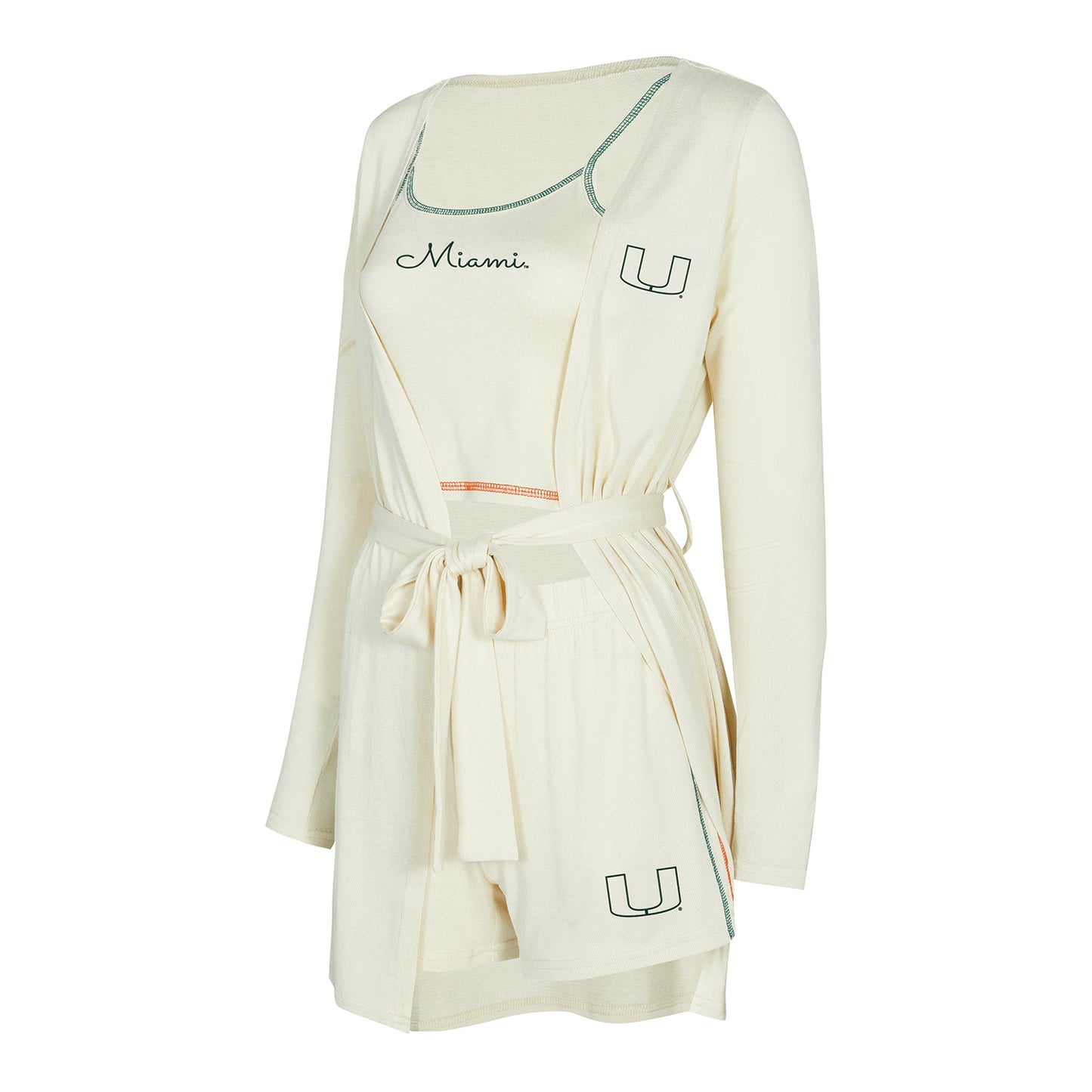 Concepts Sport Miami Hurricanes Women's Beige Tank, Short & Robe Set