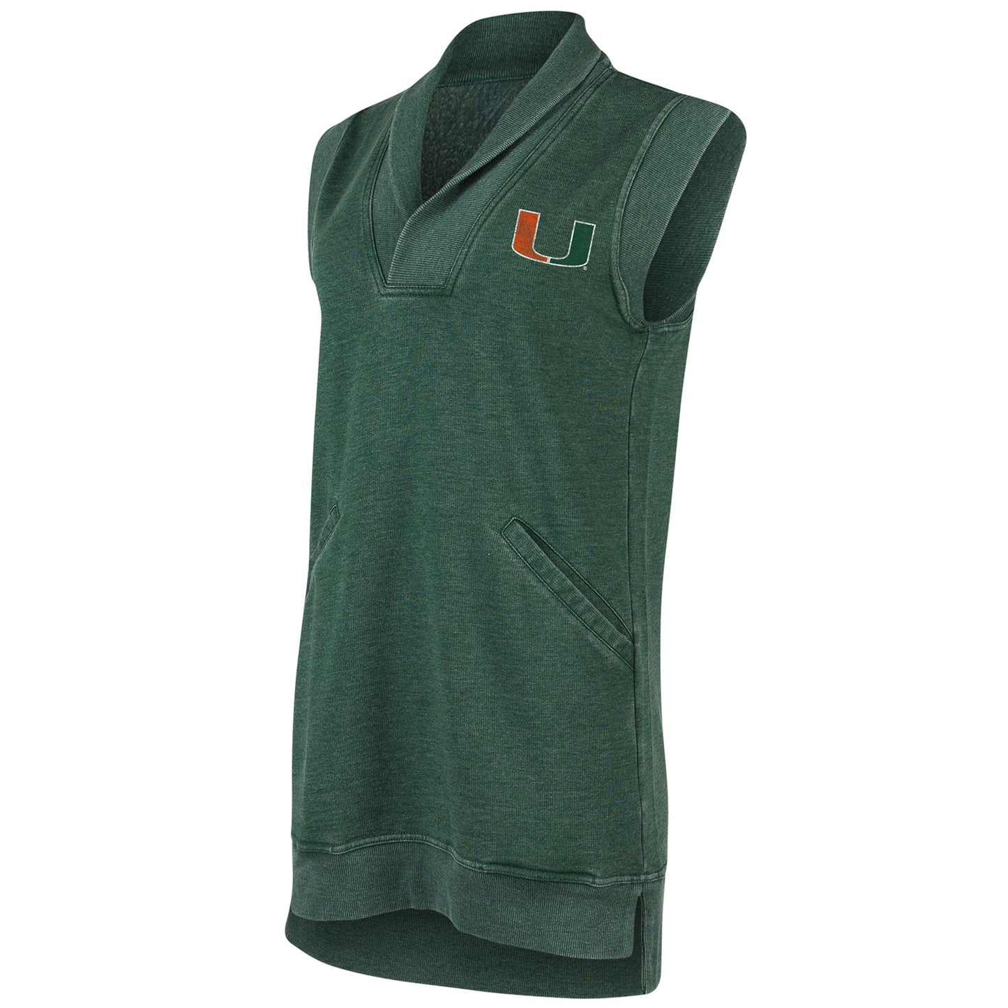 Concept Sports Miami Hurricanes Women's Green Sleeveless Sweatshirt Tunic Dress