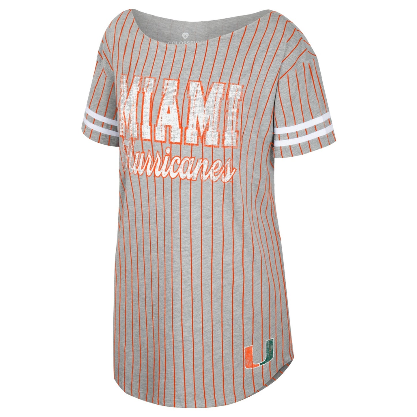 Colosseum Miami Hurricanes Women's Grey Pinstripe Dress