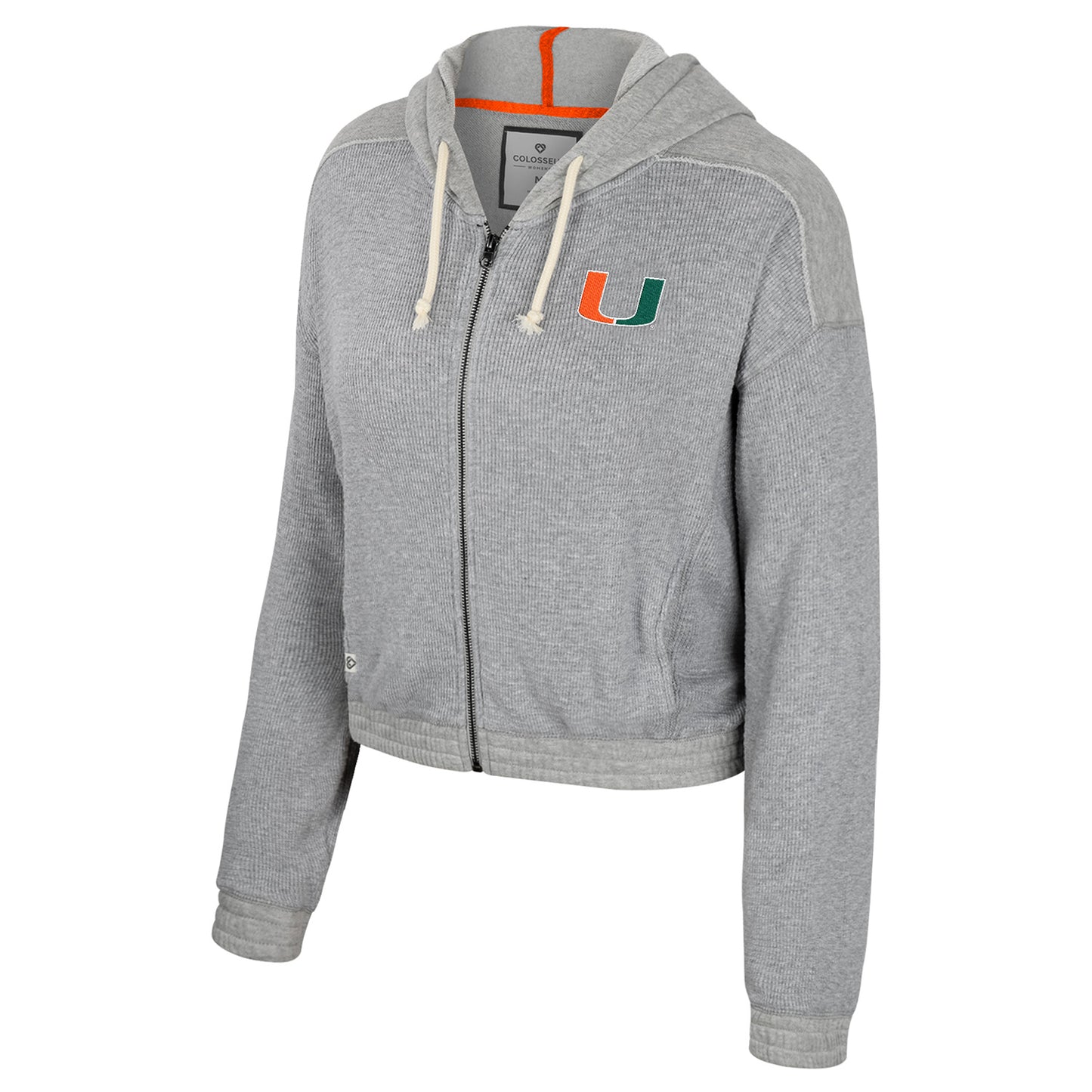 Colosseum Miami Hurricanes Women's Grey Waffle Full Zip Sweatshirt