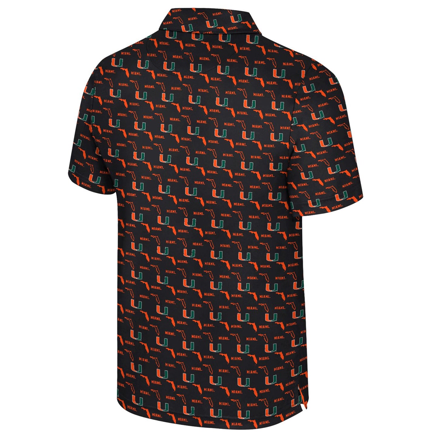 Colosseum Miami Hurricanes Black U All-Over Print Polo
