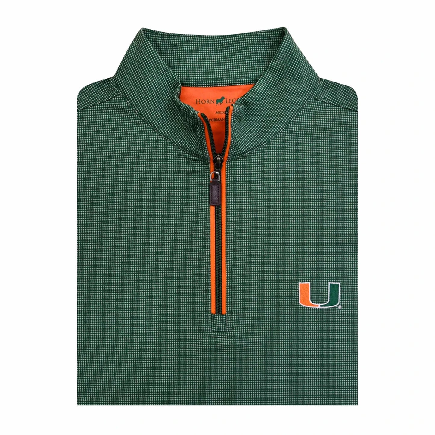 Horns Legends Miami Hurricanes Green U Quarter-Zip Performance Pullover