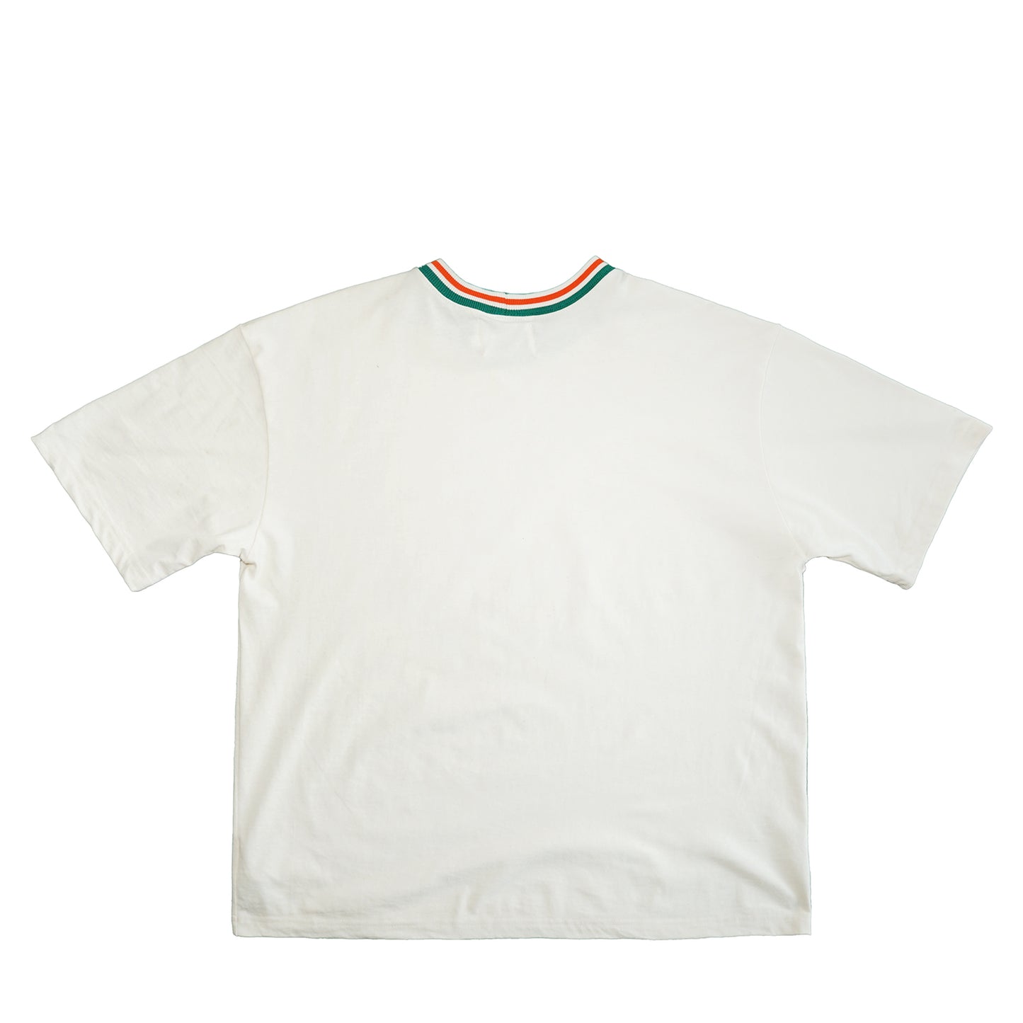 Lafavre Miami Hurricanes White 5-Stripe Knitted Collar Heavyweight T-Shirt