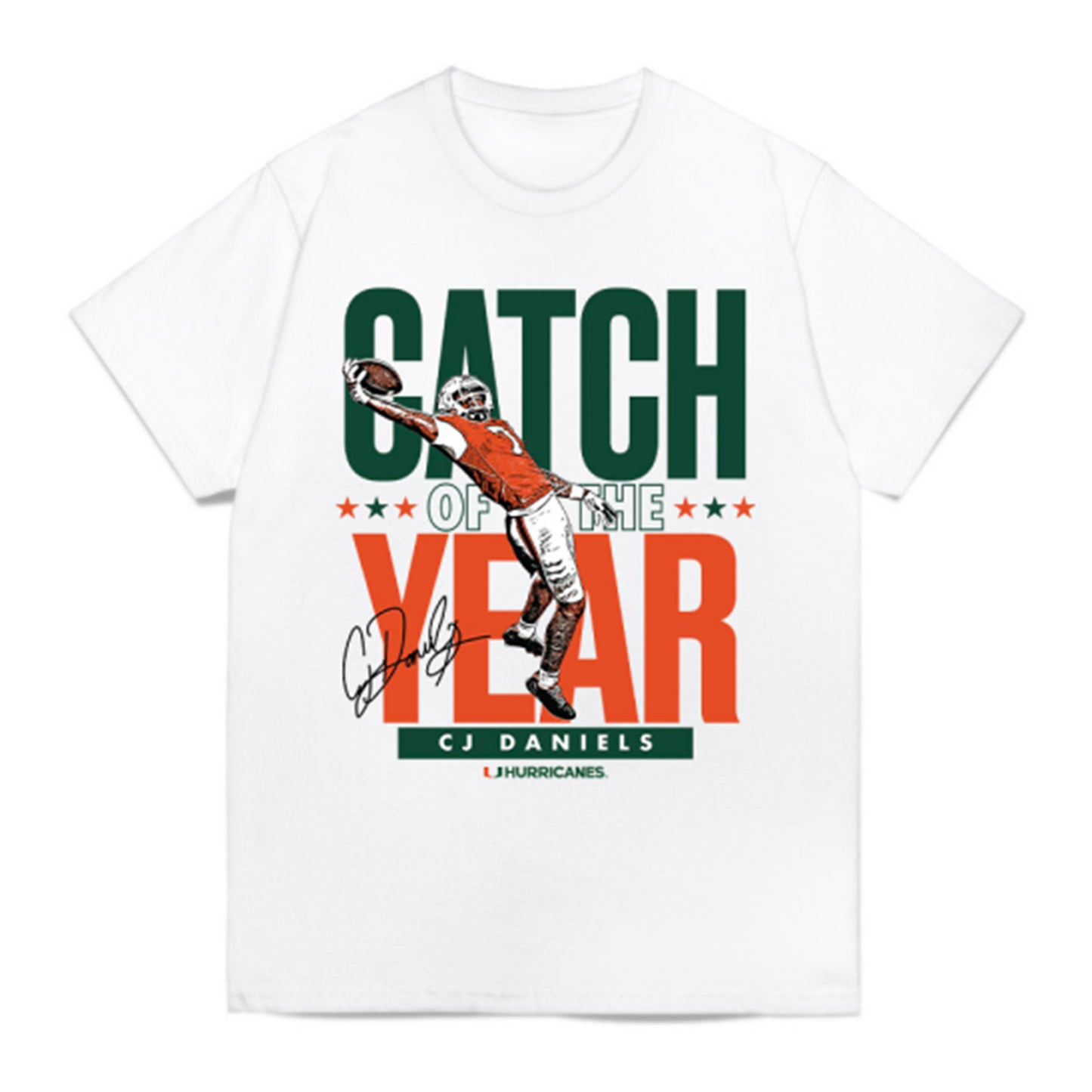 Athlete's Thread Miami Hurricanes White CJ Daniels Catch of the Year T-Shirt