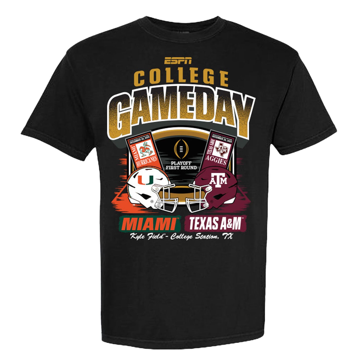 Something Inked Miami Hurricanes Black 2025–26 College Football Playoff ESPN Game Day T-Shirt