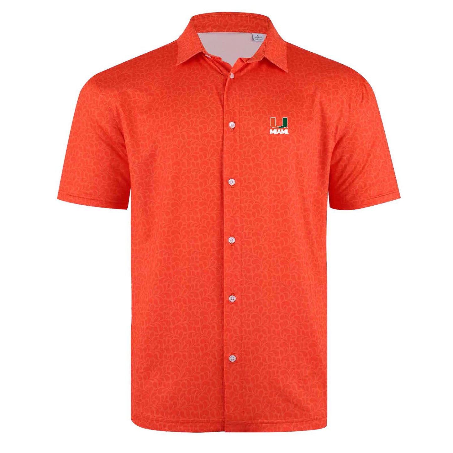 Full Turn Miami Hurricanes Orange Pattern U Button-Down Shirt