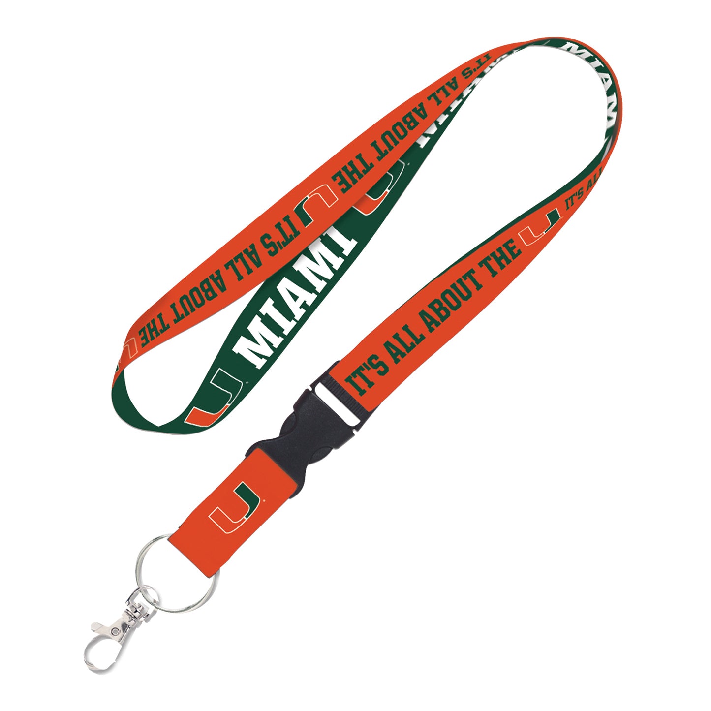 WinCraft University of Miami Slogan Orange/Green Lanyard