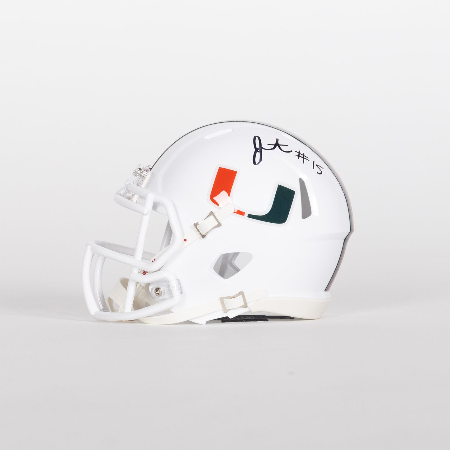 Riddell Miami Hurricanes Student Athlete #15 Judd Anderson White Mini Football Helmet