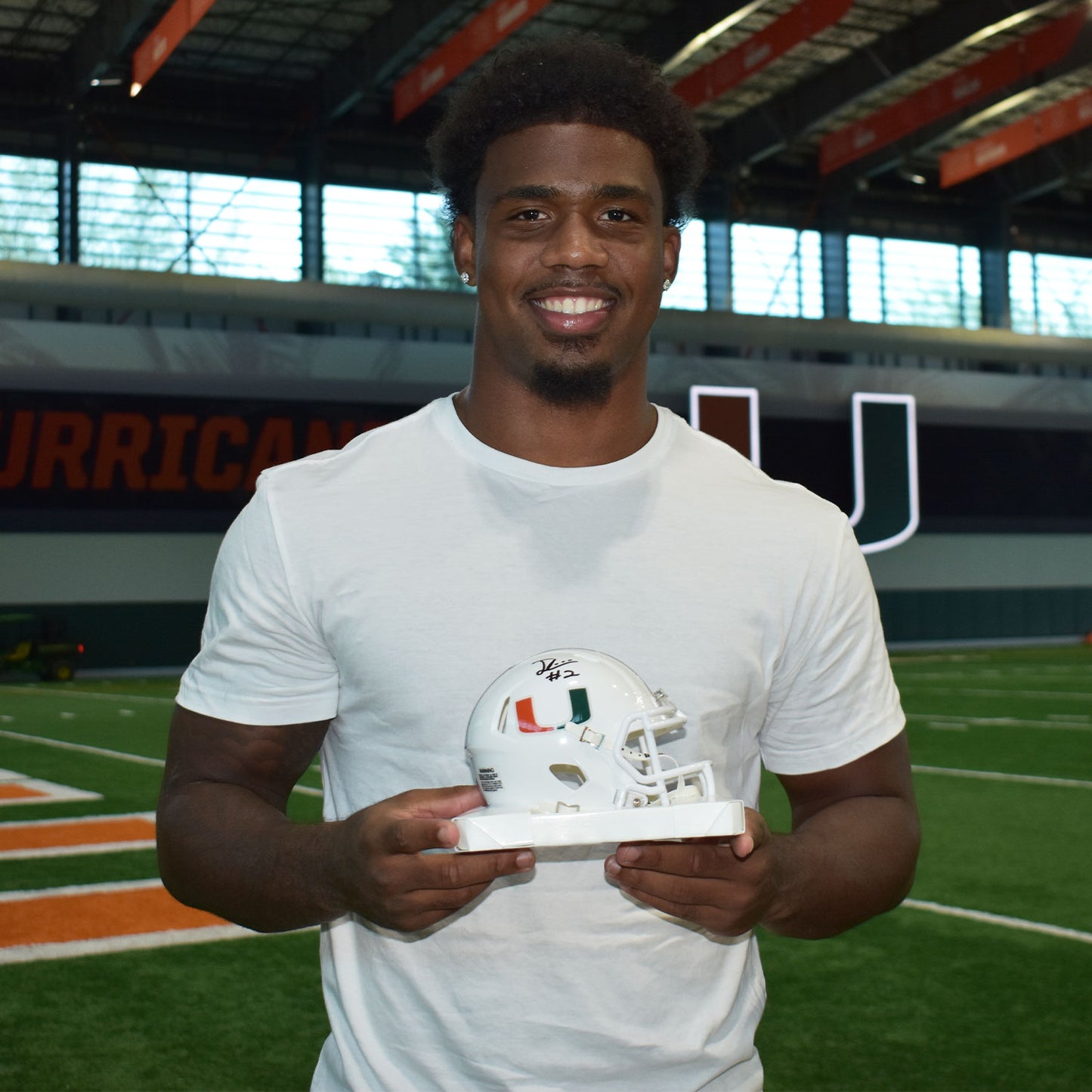 Riddell Miami Hurricanes Student Athlete #2 Jordan Lyle Autographed White Mini Football Helmet