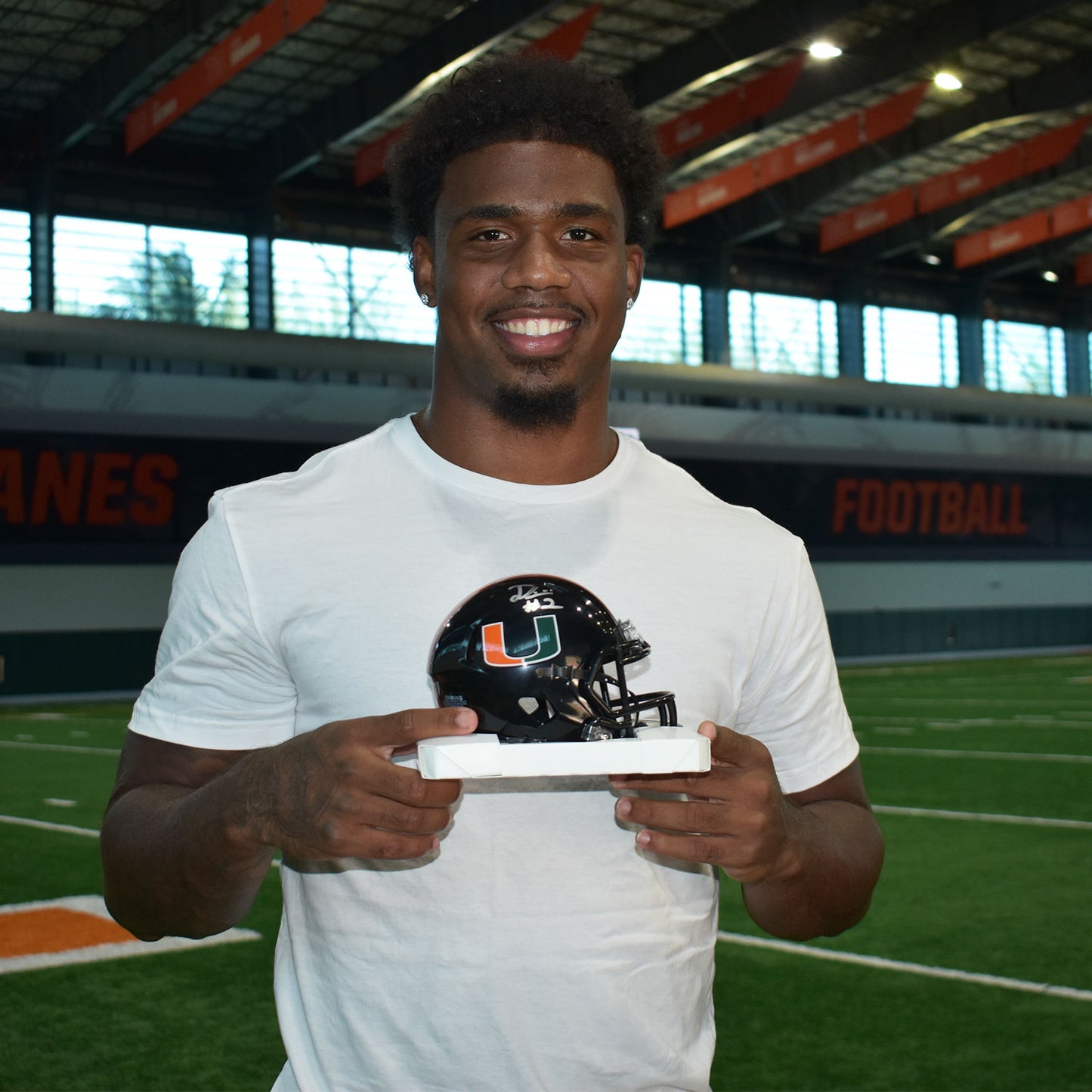 Riddell Miami Hurricanes Student Athlete #2 Jordan Lyle Autographed Black Mini Football Helmet