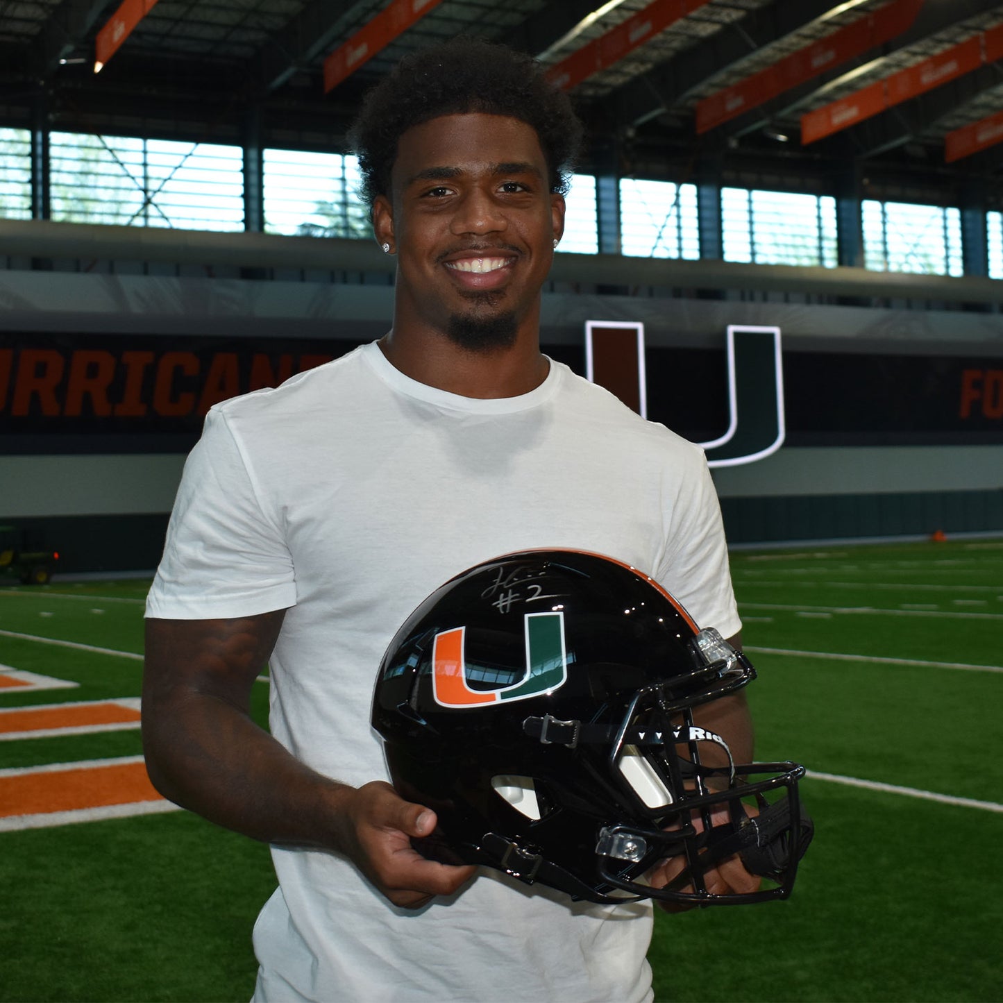 Riddell Miami Hurricanes Student Athlete #2 Jordan Lyle Autographed Black Full Size Football Helmet
