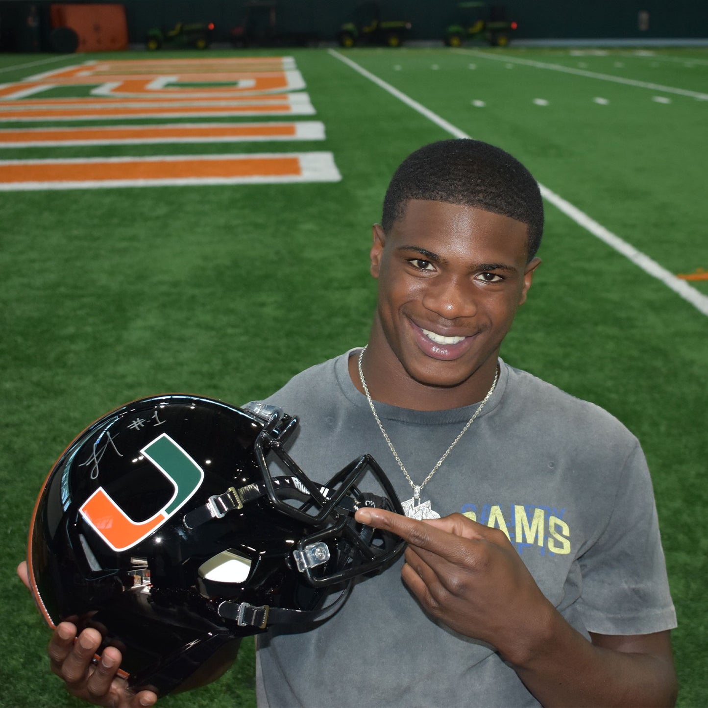 Riddell Miami Hurricanes Student Athlete #1 Jojo Trader Autographed Black Full Size Football Helmet