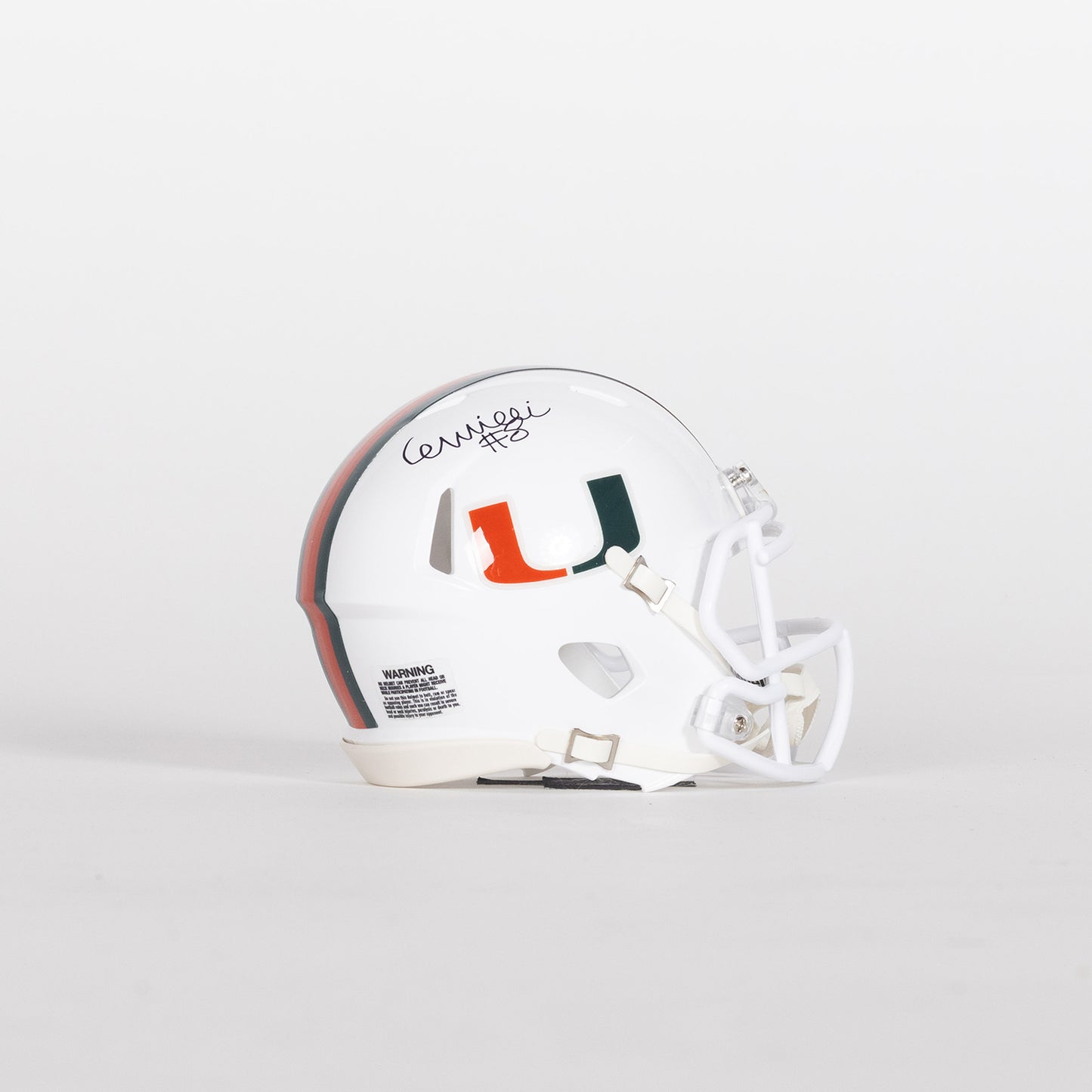 Riddell Miami Hurricanes Student Athlete #8 Emory Williams Autographed White Mini Football Helmet