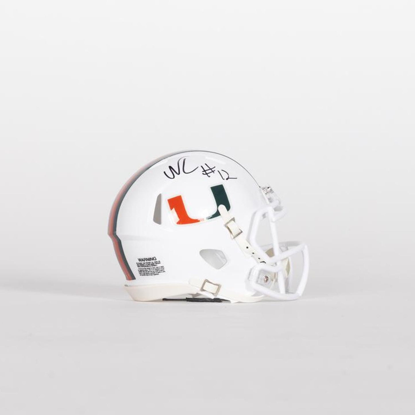 Riddell Miami Hurricanes Student Athlete #12 Ny Carr Autographed White Mini Football Helmet