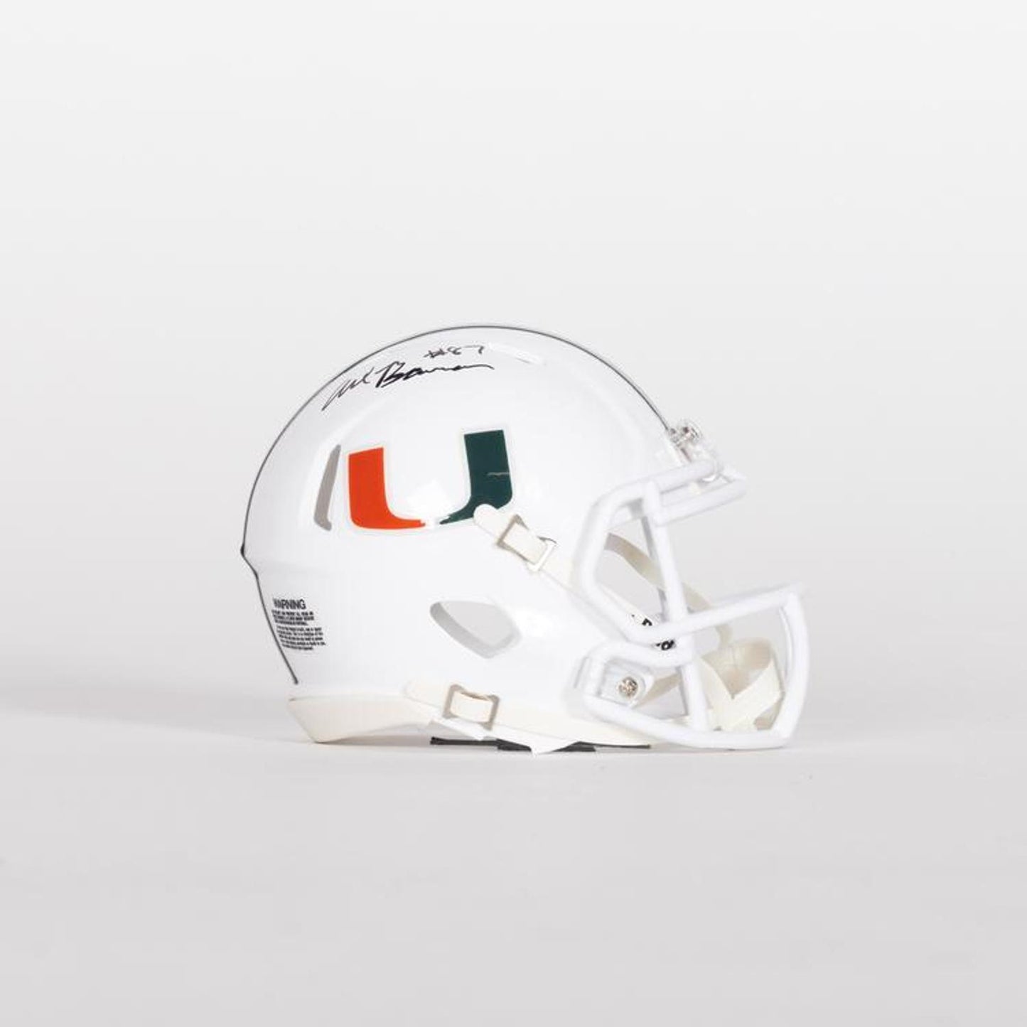 Riddell Miami Hurricanes Student Athlete #87 Alex Bauman Autographed White Mini Football Helmet