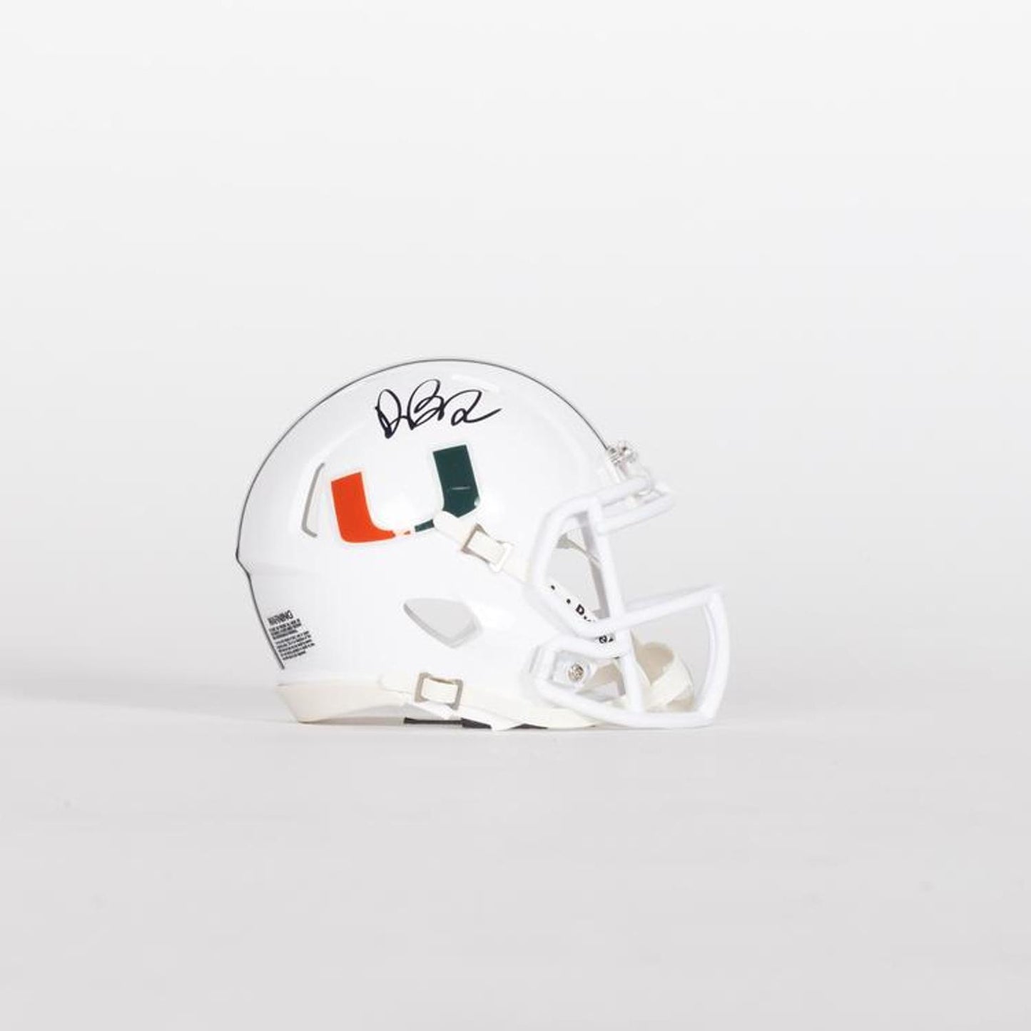 Riddell Miami Hurricanes Student Athlete #2 Damari Brown Autographed White Mini Football Helmet