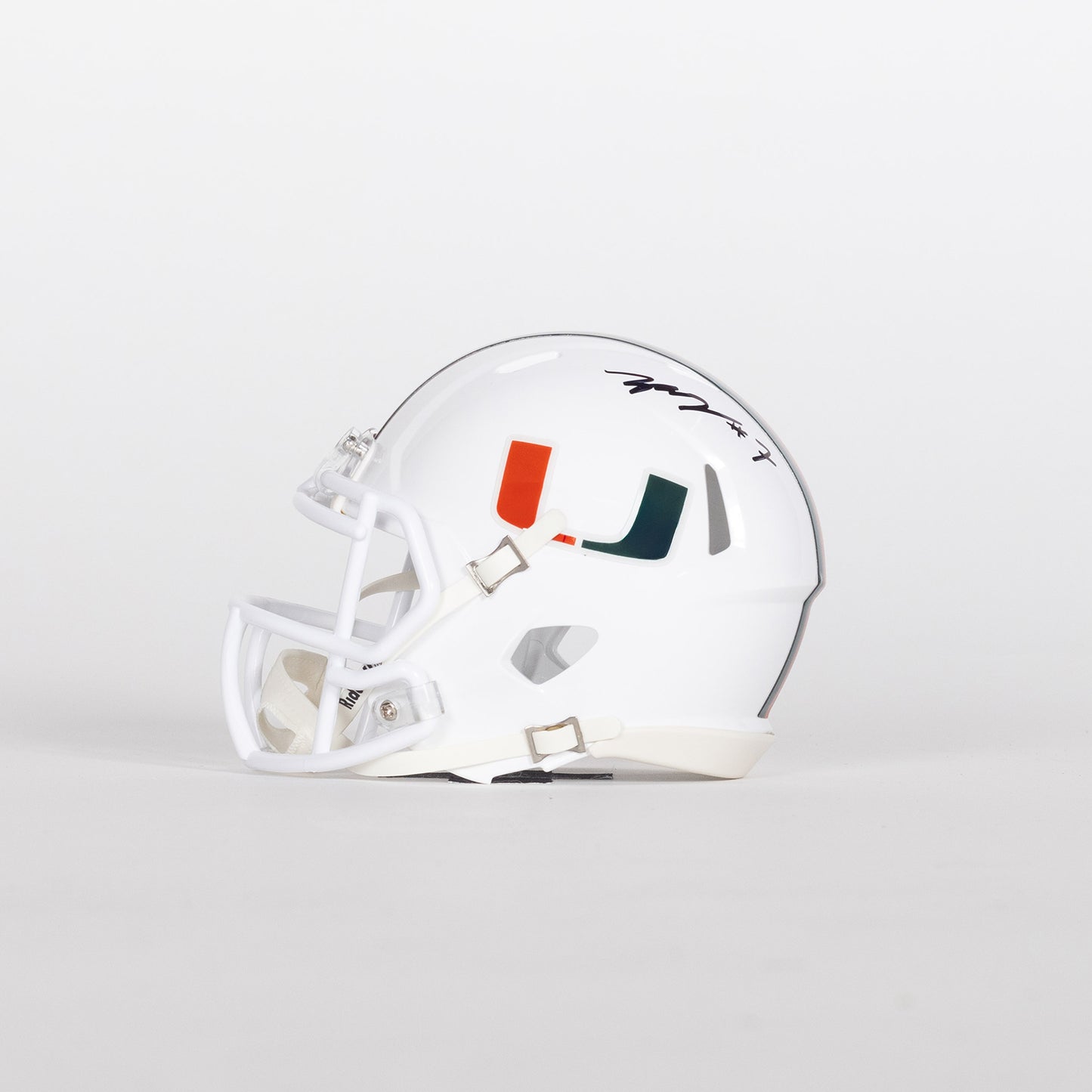 Riddell Miami Hurricanes Student Athlete #7 Zechariah Poyser Autographed White Mini Football Helmet